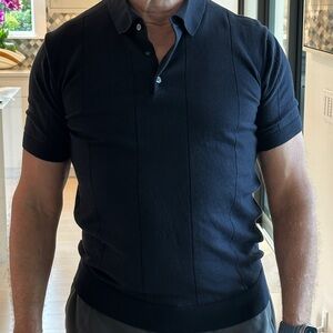 COLLARS & CO Men's NAVY cotton & Silk Blend Polo Shirt M